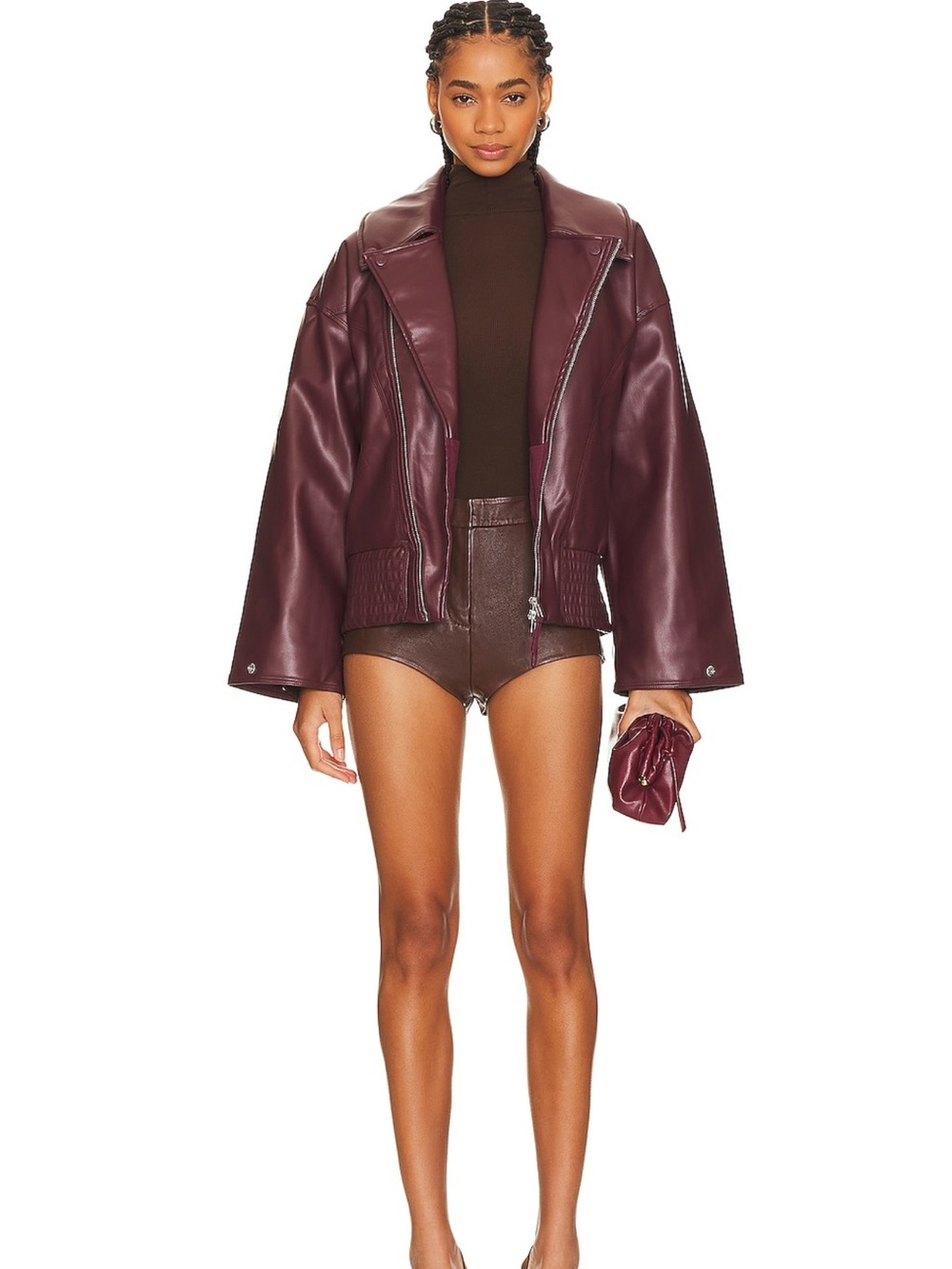 WeWoreWhat Chocolate Brown Ribbed Turtleneck Bodysuit - Picture 5 of 6